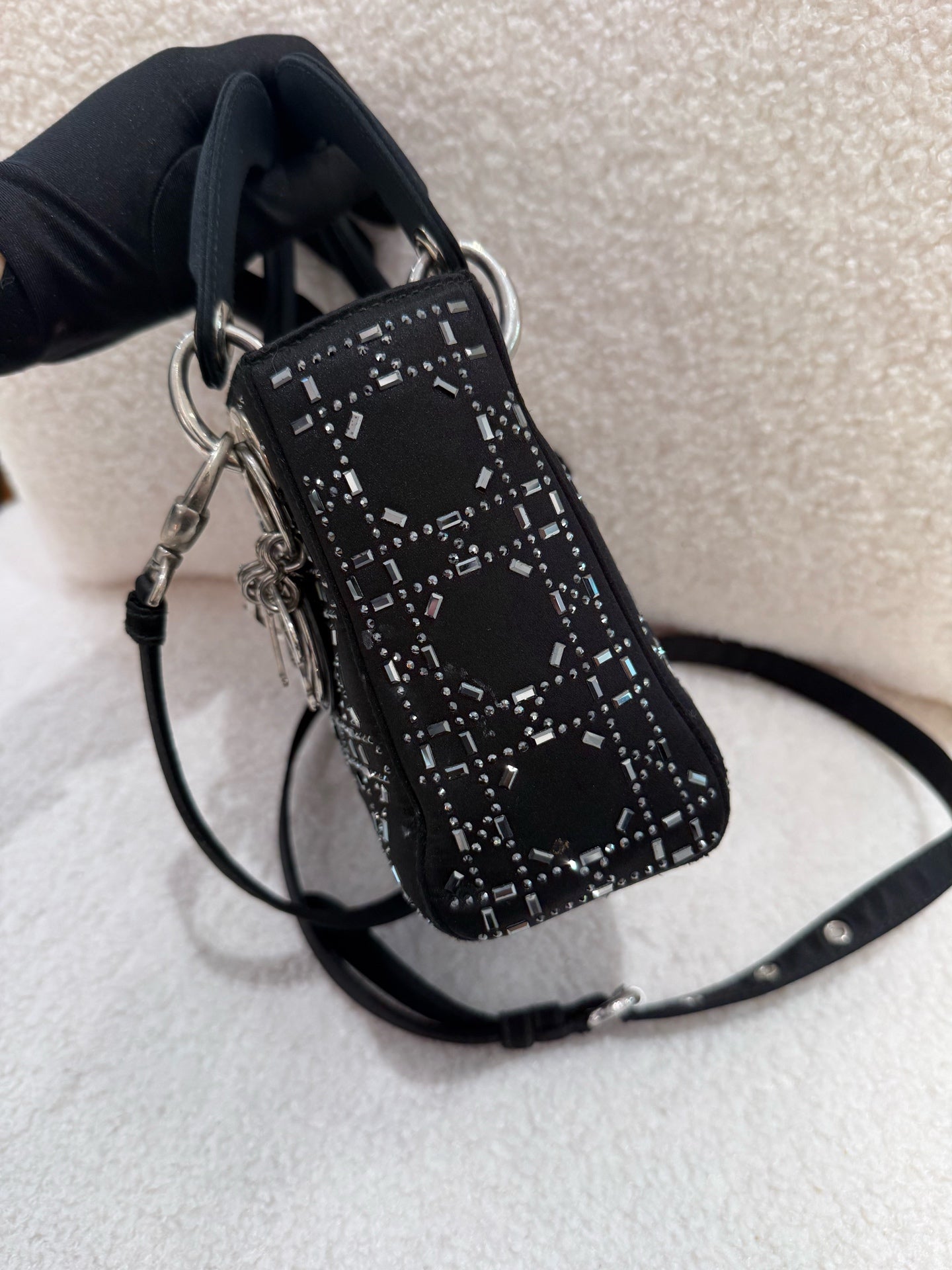 Dior - Lady Dior Mini - Fabric with metallic embellishments - Black - (mini)