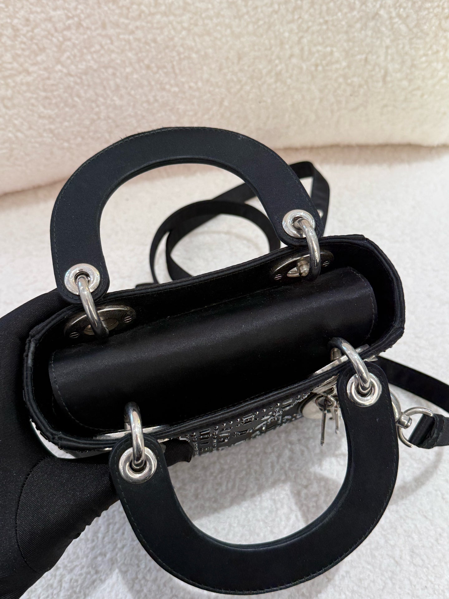 Dior - Lady Dior Mini - Fabric with metallic embellishments - Black - (mini)