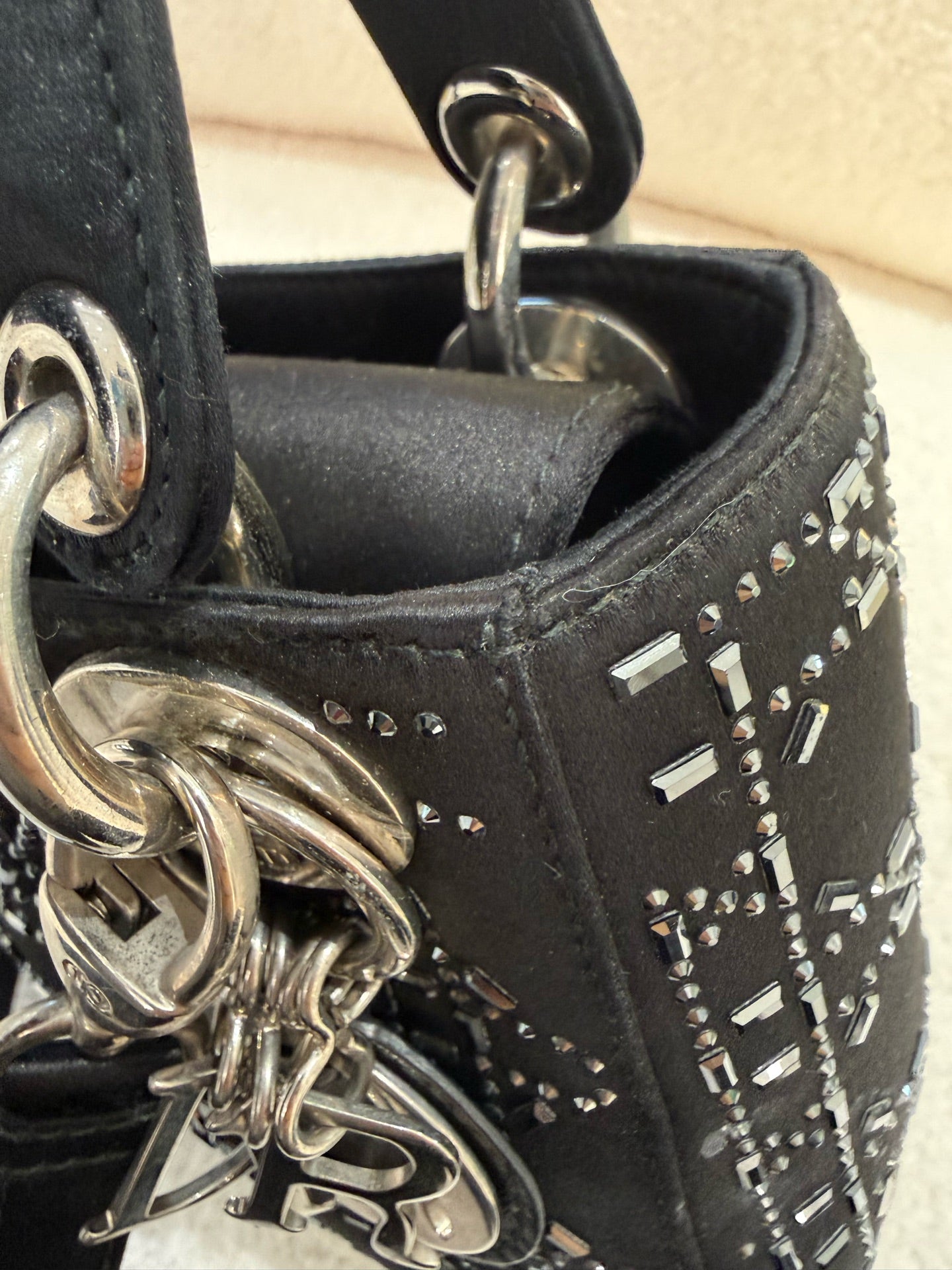 Dior - Lady Dior Mini - Fabric with metallic embellishments - Black - (mini)