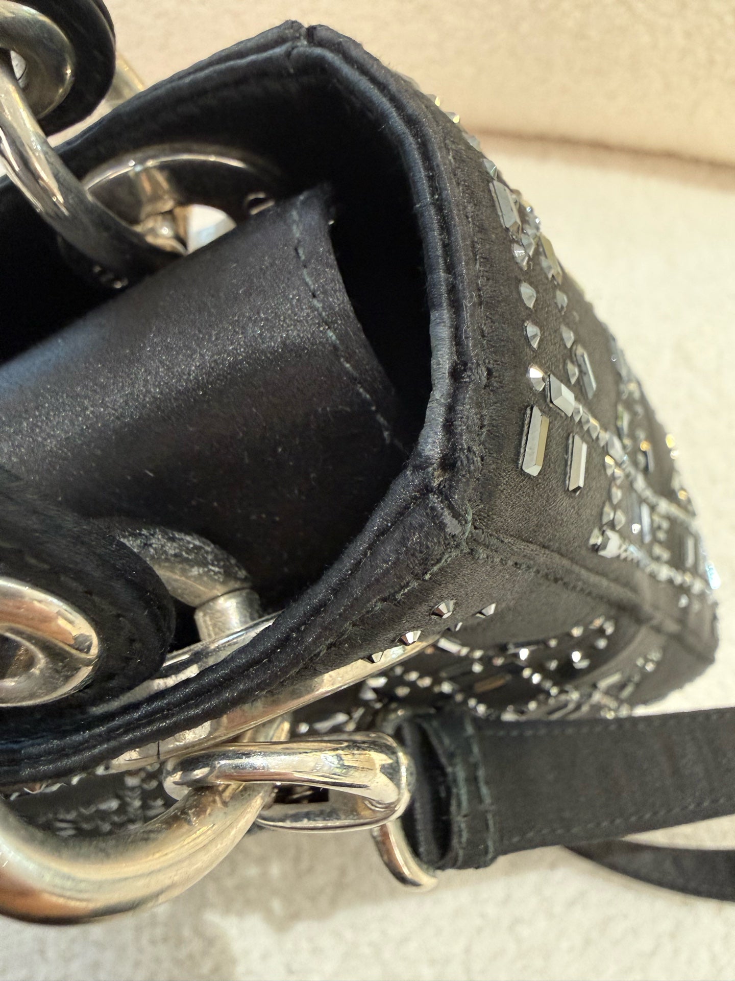 Dior - Lady Dior Mini - Fabric with metallic embellishments - Black - (mini)