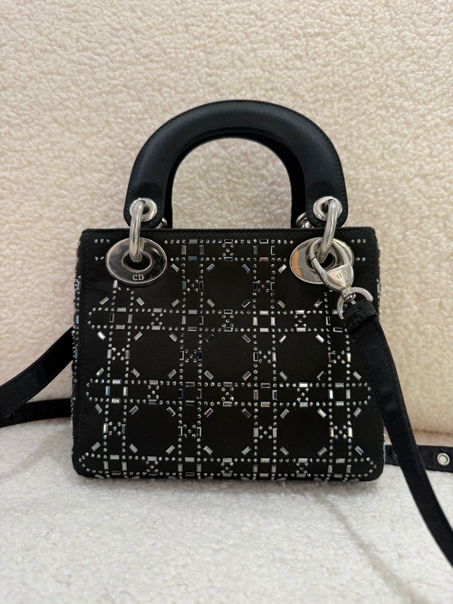 Dior - Lady Dior Mini - Fabric with metallic embellishments - Black - (mini)