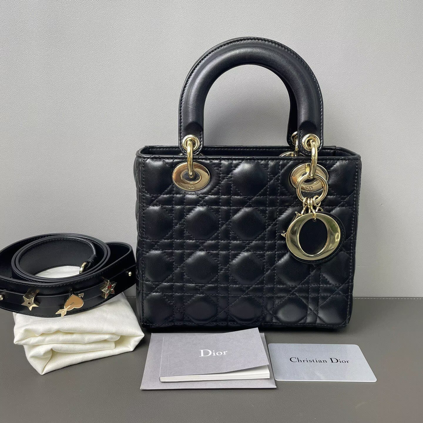 Dior - Lady Dior Mini - Lambskin leather - Black - (Mini)
