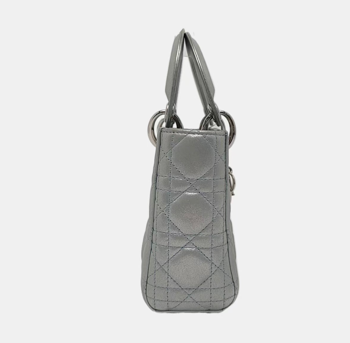 Dior - Lady Dior Mini - Lambskin leather - Metallic Light Blue with Silver-Tone Hardware - (mini)