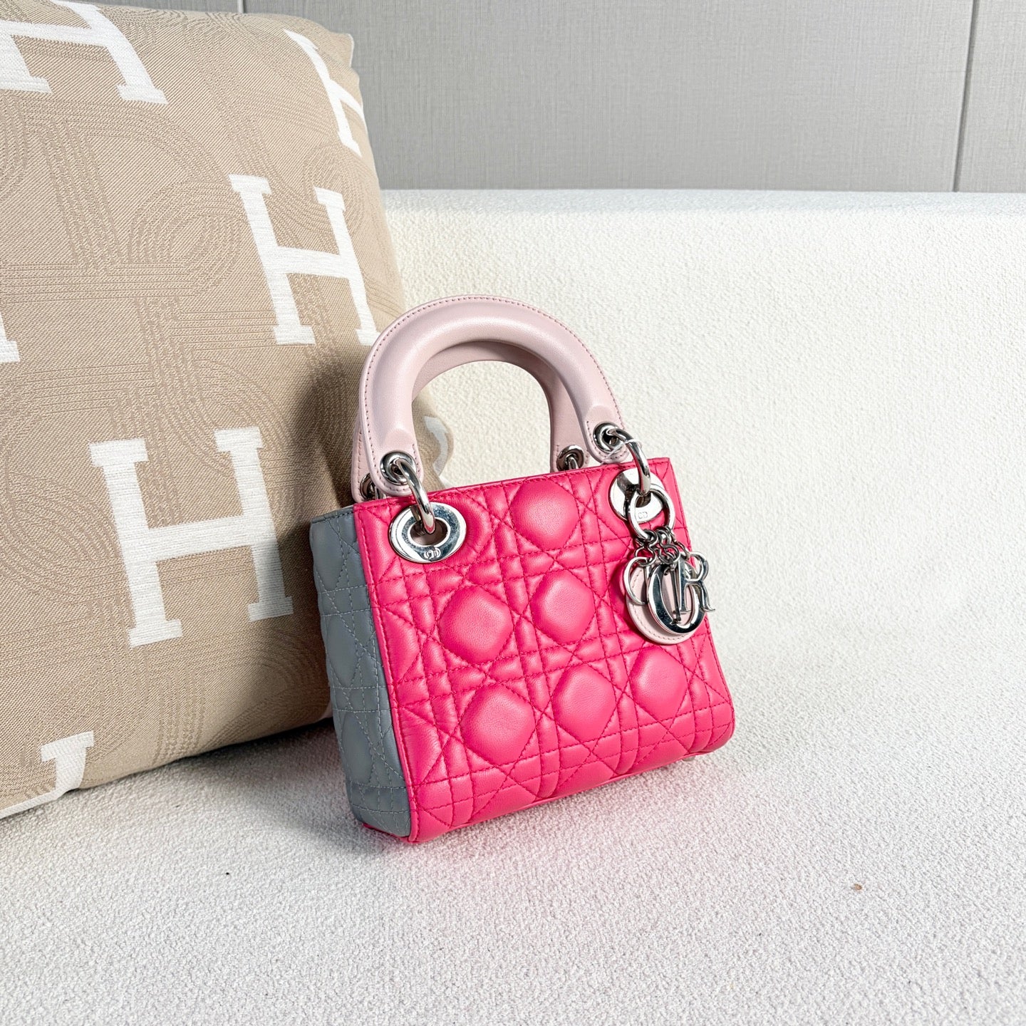 Dior - Lady Dior Mini - Lambskin leather - Multicolour (Hot Pink, Light Pink, Grey) - (Mini)