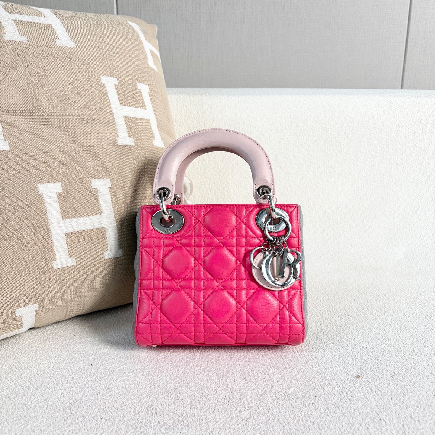 Dior - Lady Dior Mini - Lambskin leather - Multicolour (Hot Pink, Light Pink, Grey) - (Mini)