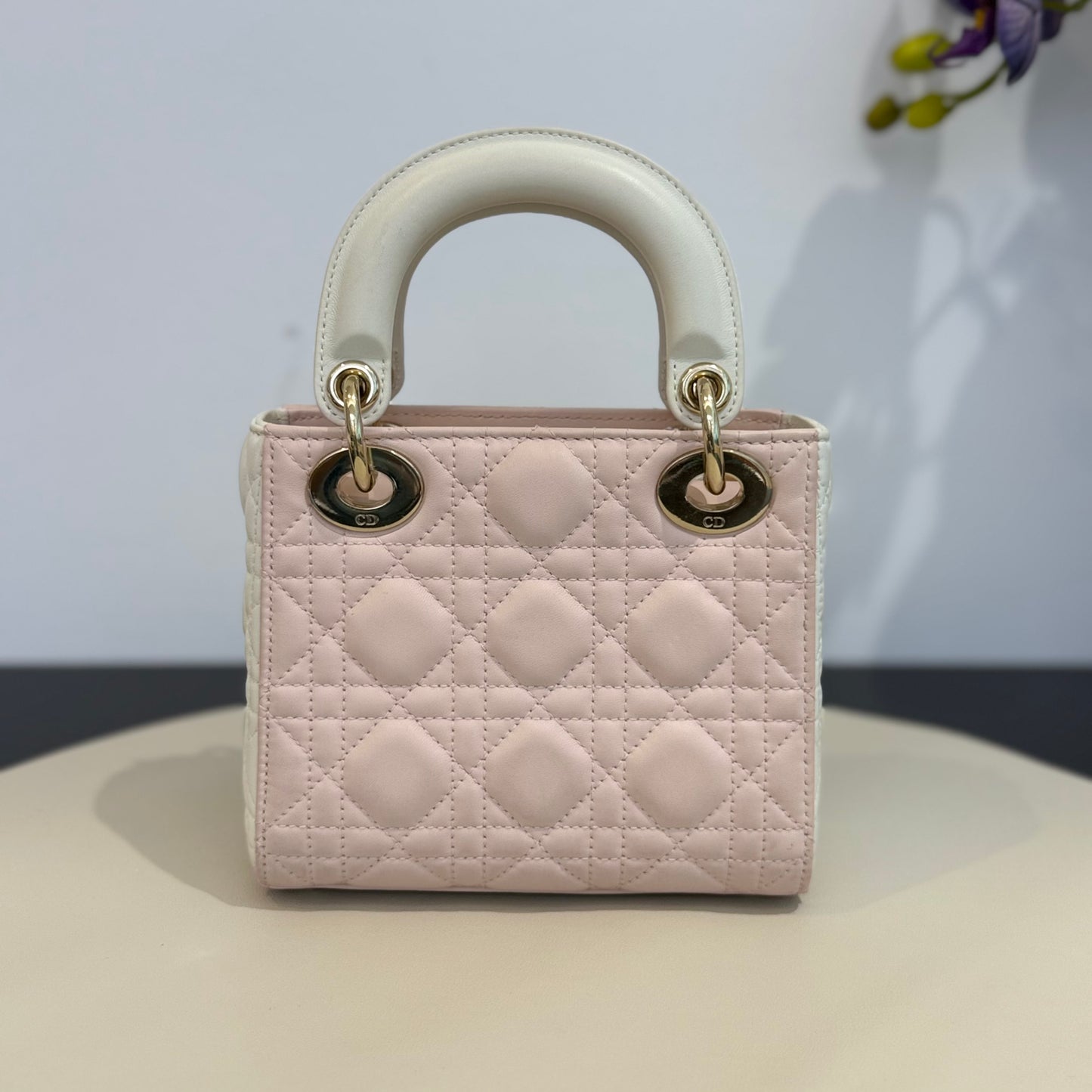 Dior - Lady Dior Mini - Lambskin leather - Pink and White 'Strawberry Milkshake' - (Mini)