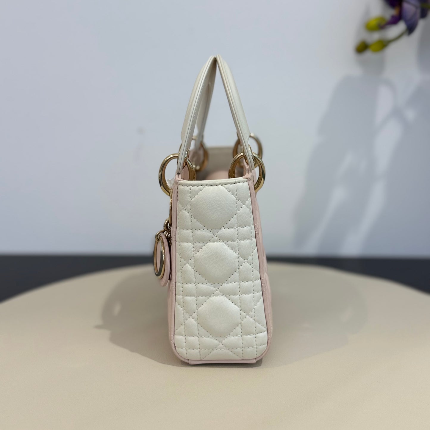 Dior - Lady Dior Mini - Lambskin leather - Pink and White 'Strawberry Milkshake' - (Mini)