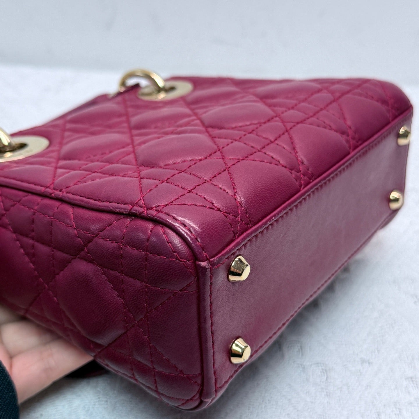 Dior - Lady Dior Mini - Lambskin leather - Red with Gold-Tone Hardware - (Mini)