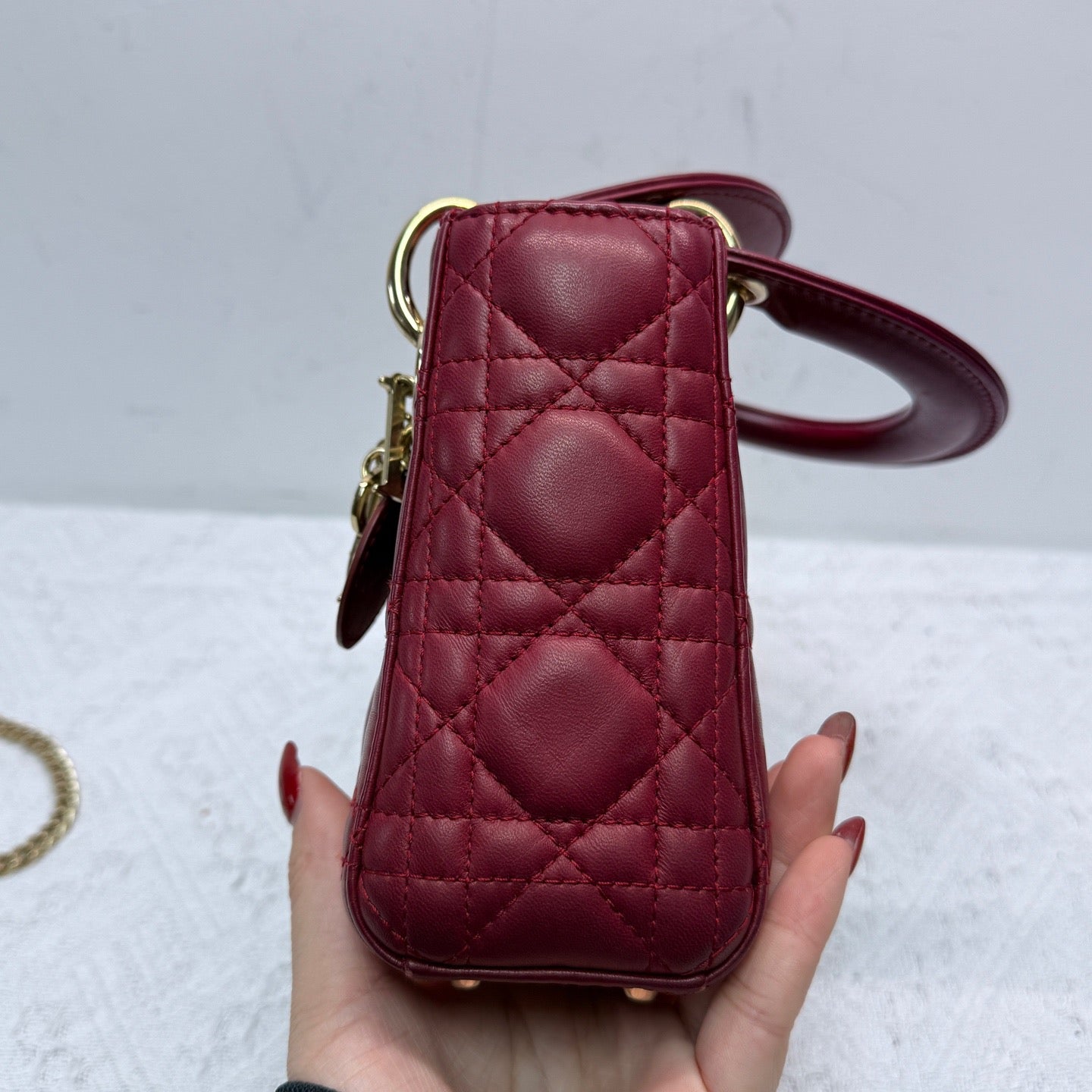 Dior - Lady Dior Mini - Lambskin leather - Red with Gold-Tone Hardware - (Mini)