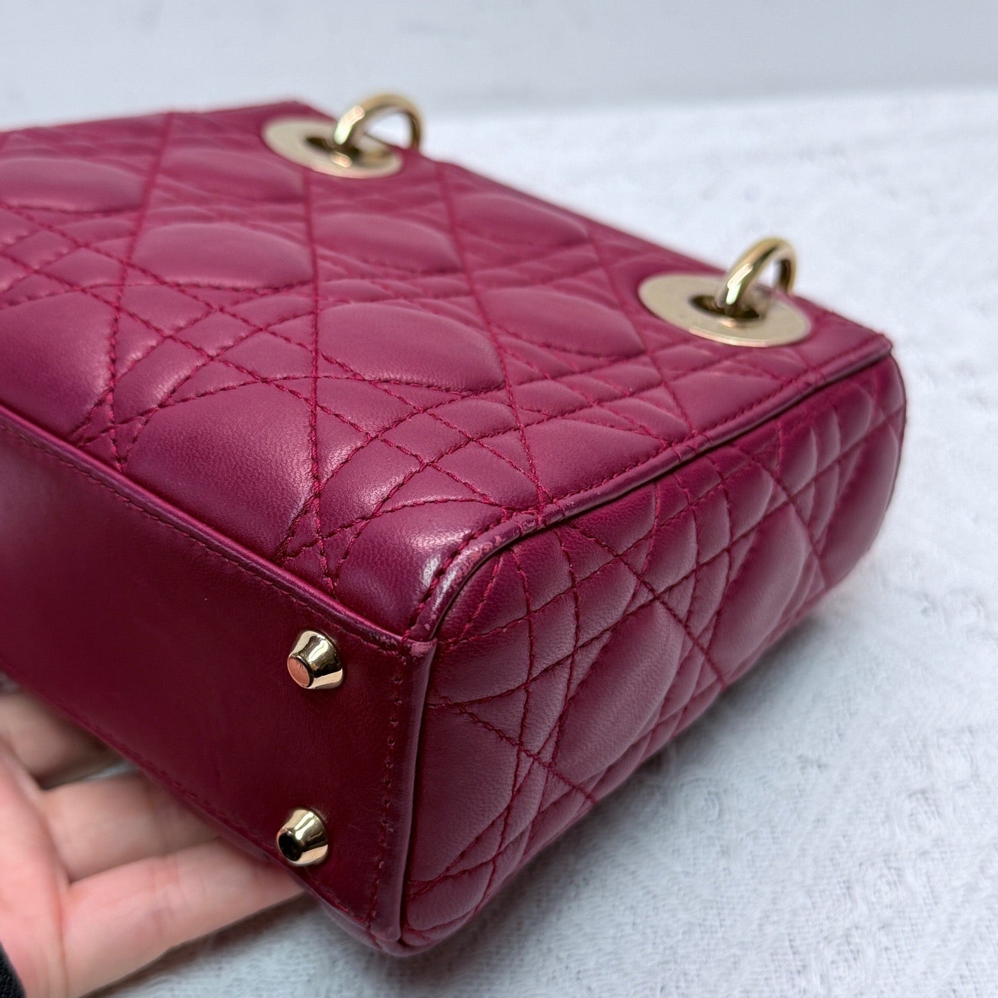Dior - Lady Dior Mini - Lambskin leather - Red with Gold-Tone Hardware - (Mini)