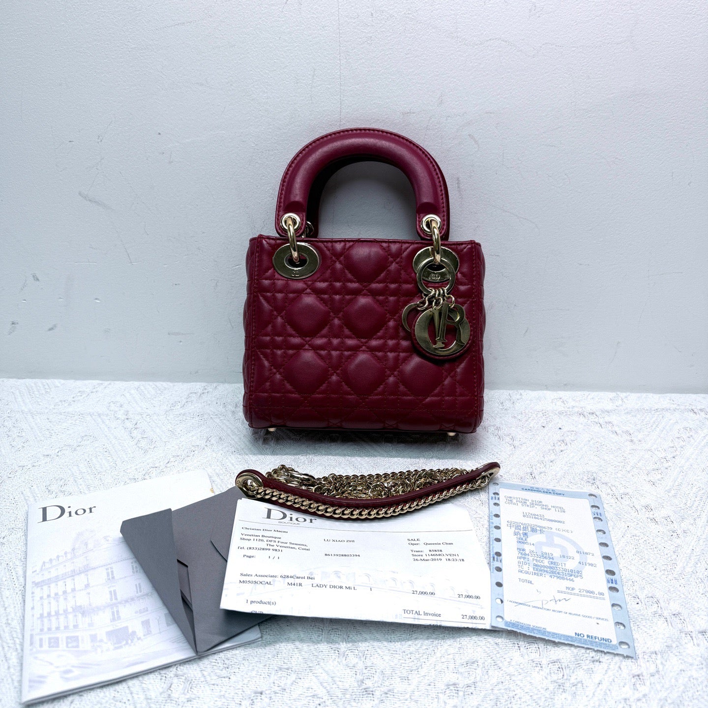 Dior - Lady Dior Mini - Lambskin leather - Red with Gold-Tone Hardware - (Mini)