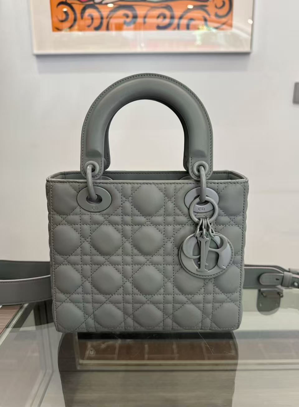 Dior - Lady Dior Mini - Lambskin leather - Rock Grey - (Mini)