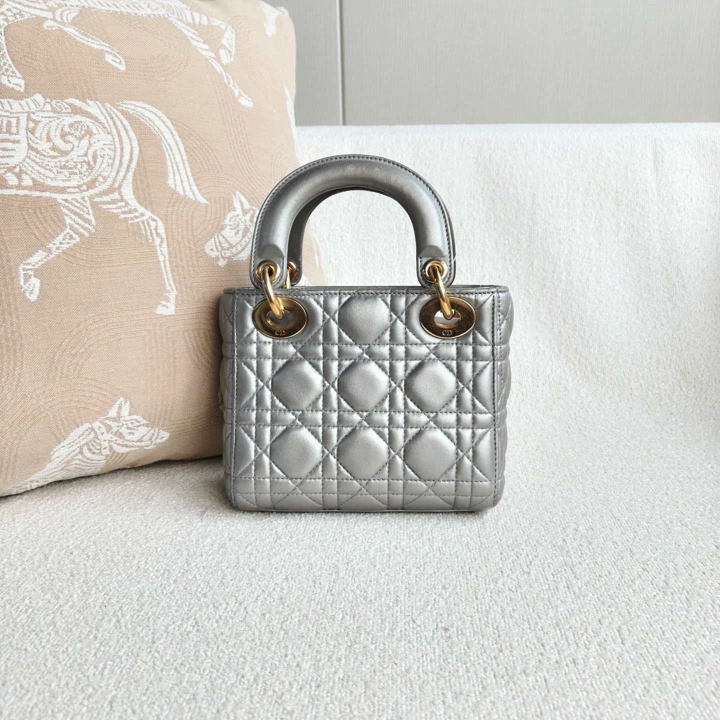 Dior - Lady Dior Mini - Lambskin leather - Silver - (Mini)