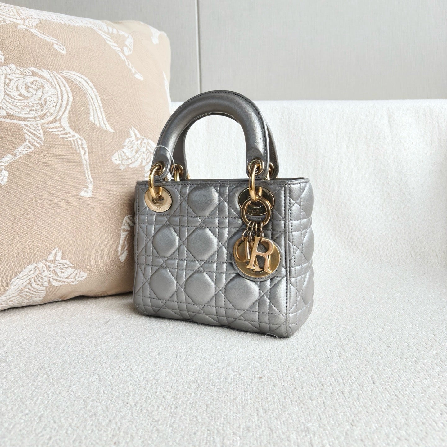 Dior - Lady Dior Mini - Lambskin leather - Silver - (Mini)