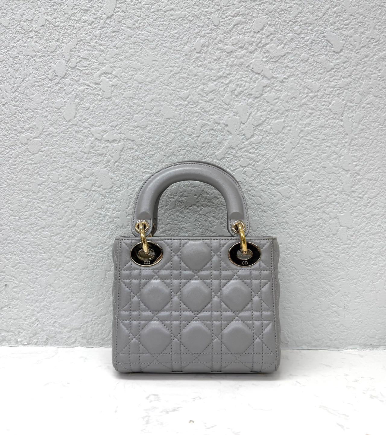Dior - Lady Dior Mini - Leather - Grey with Gold-Tone Hardware - (mini)