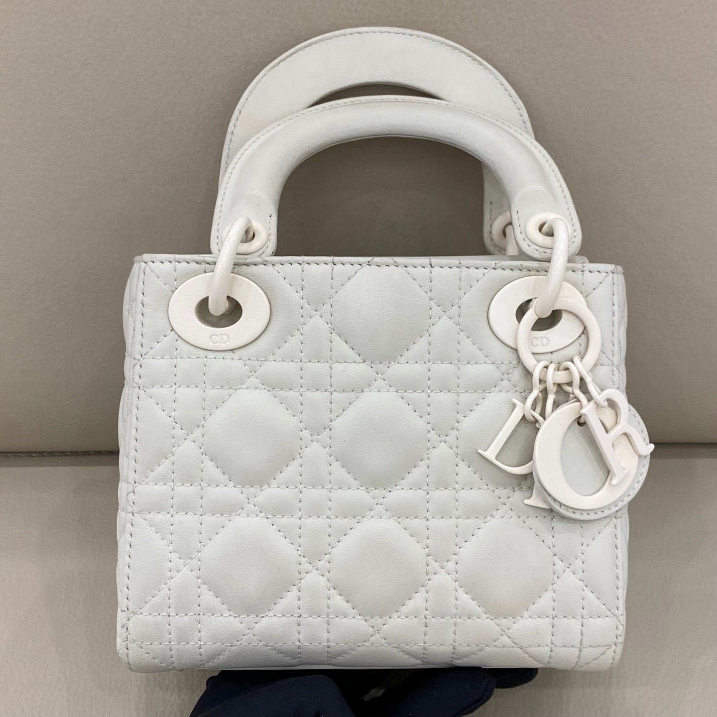 Dior - Lady Dior Mini - Matte calfskin leather - White - (Mini)