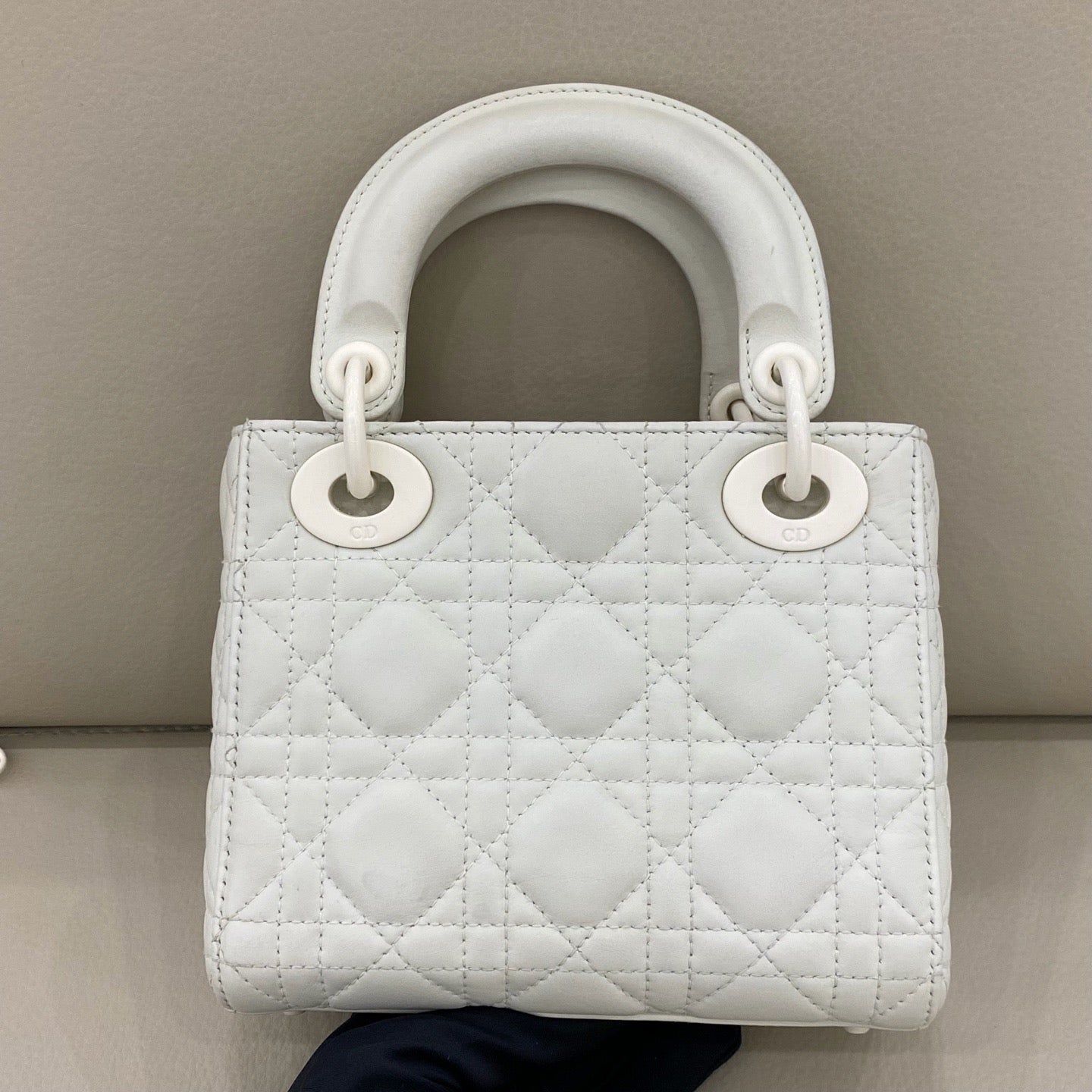 Dior - Lady Dior Mini - Matte calfskin leather - White - (Mini)
