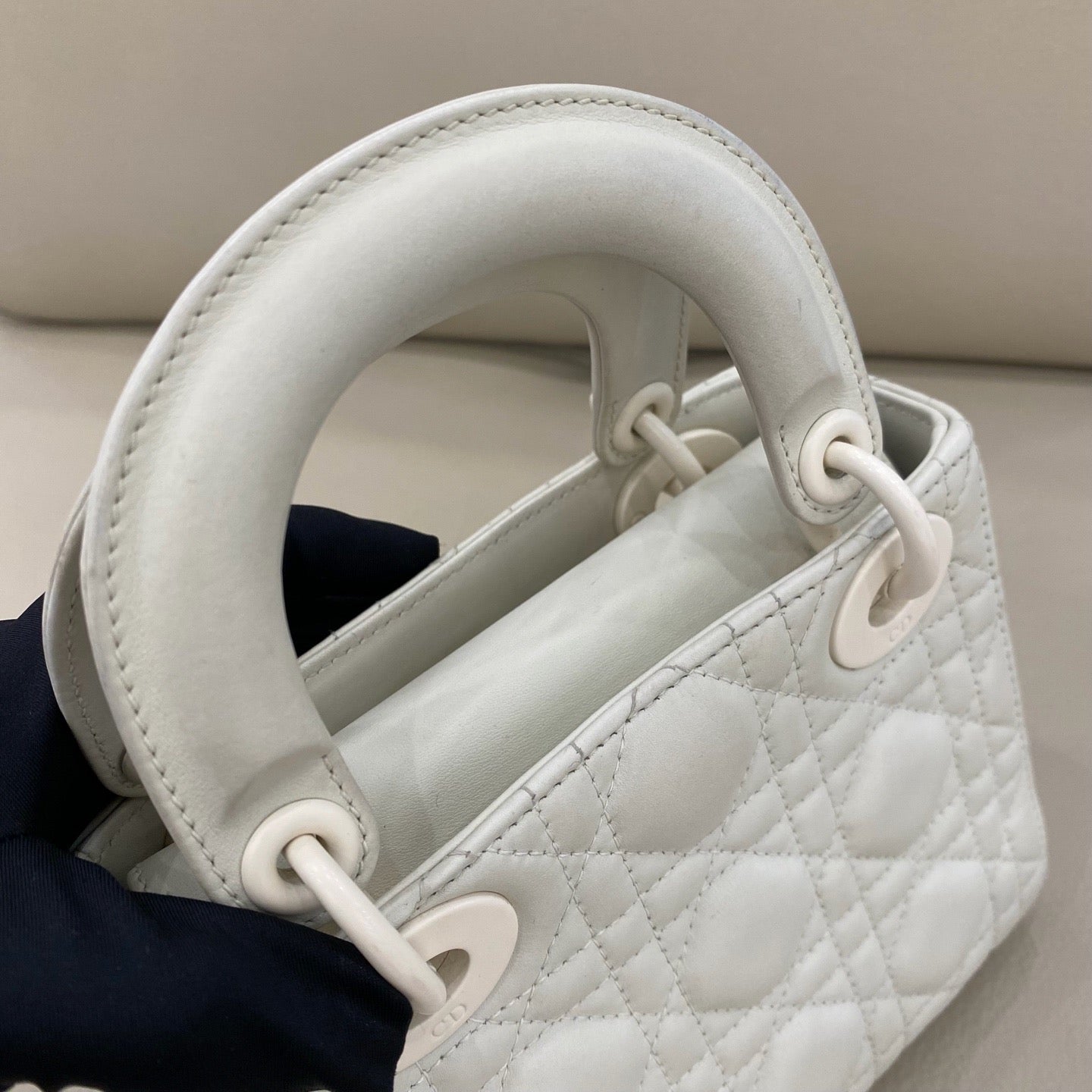 Dior - Lady Dior Mini - Matte calfskin leather - White - (Mini)