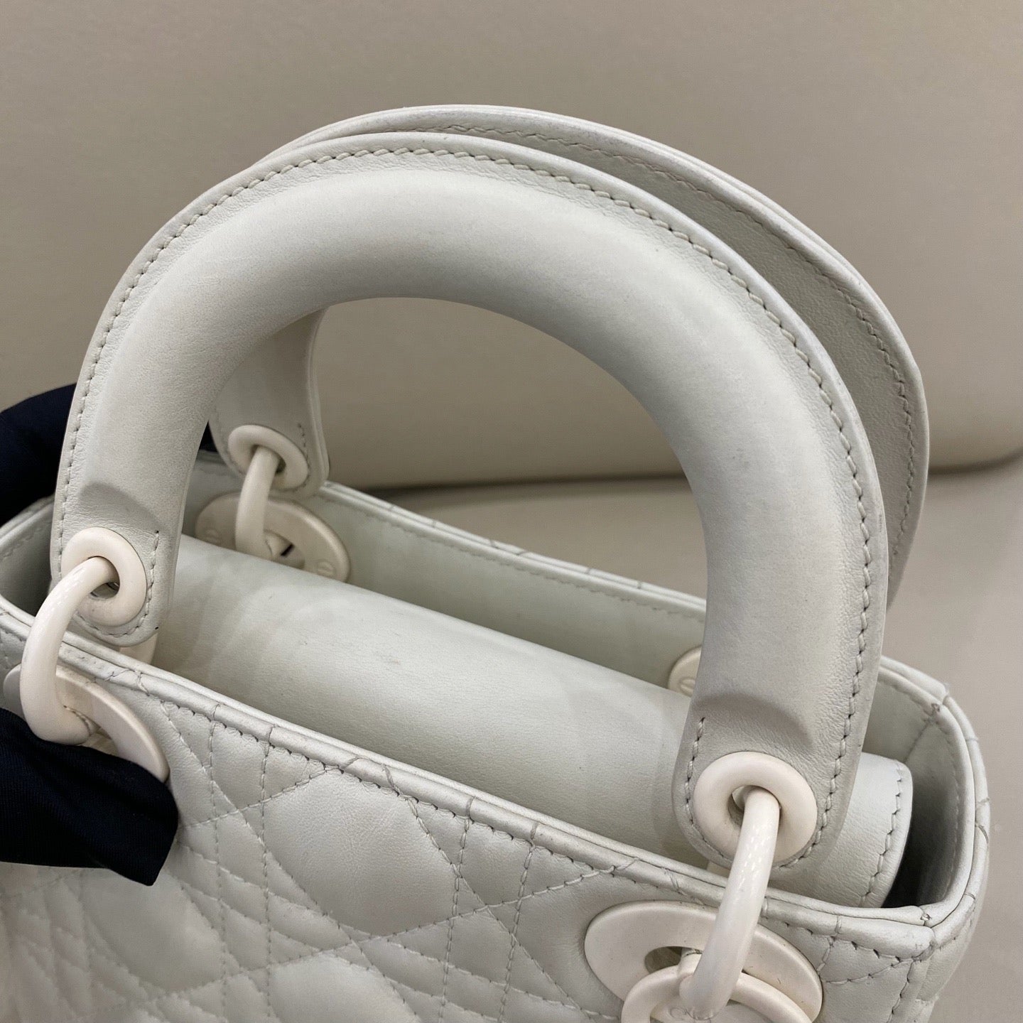 Dior - Lady Dior Mini - Matte calfskin leather - White - (Mini)