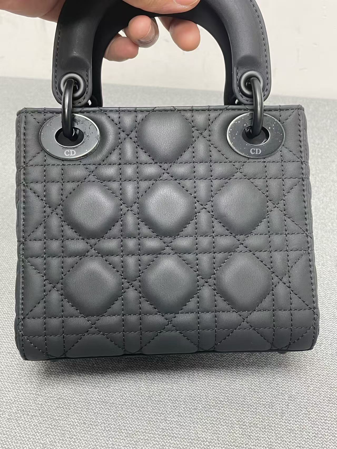 Dior - Lady Dior Mini - Matte Lambskin leather - Black - (mini)