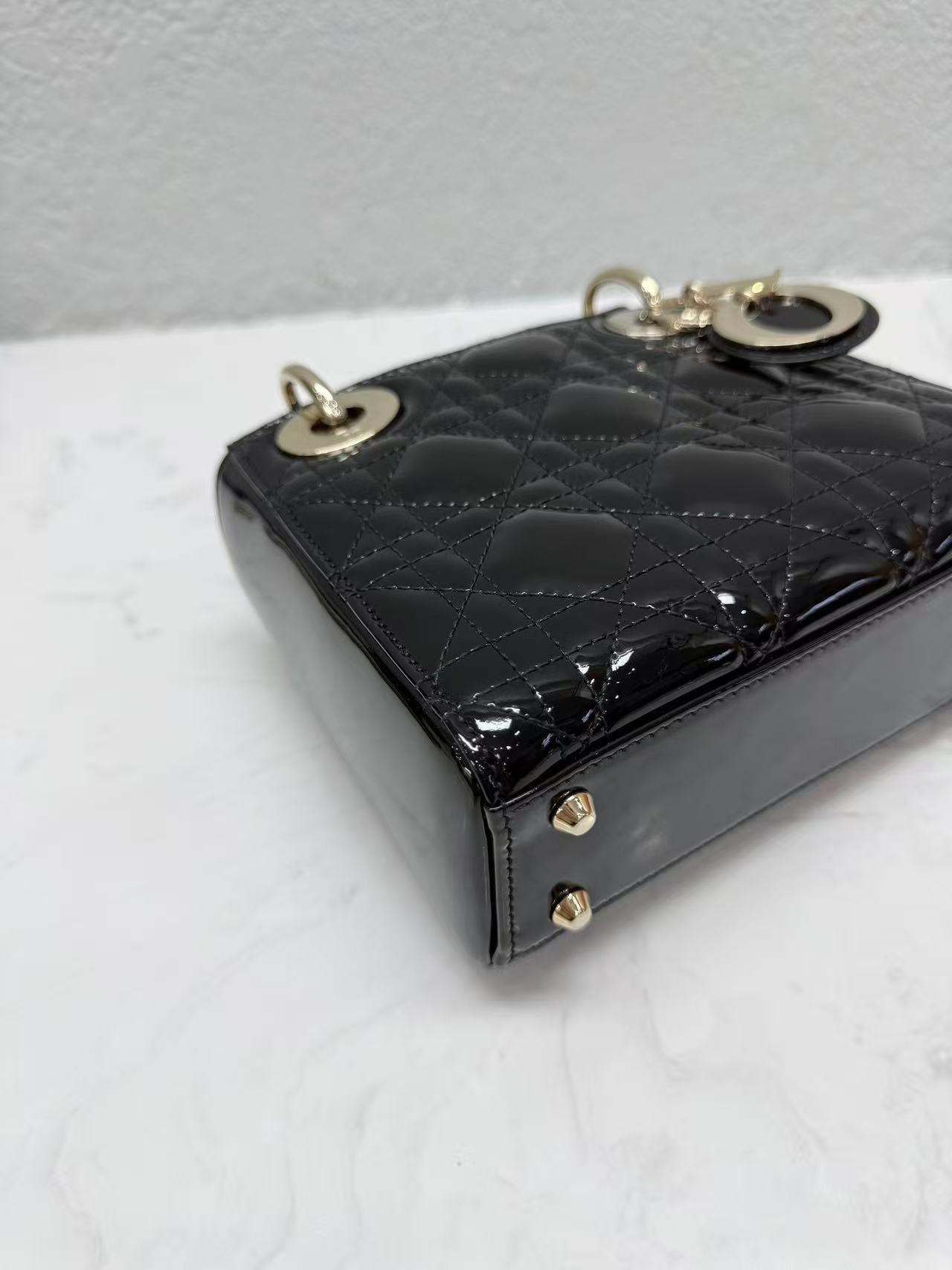 Dior - Lady Dior Mini - Patent leather - Black - (Mini)