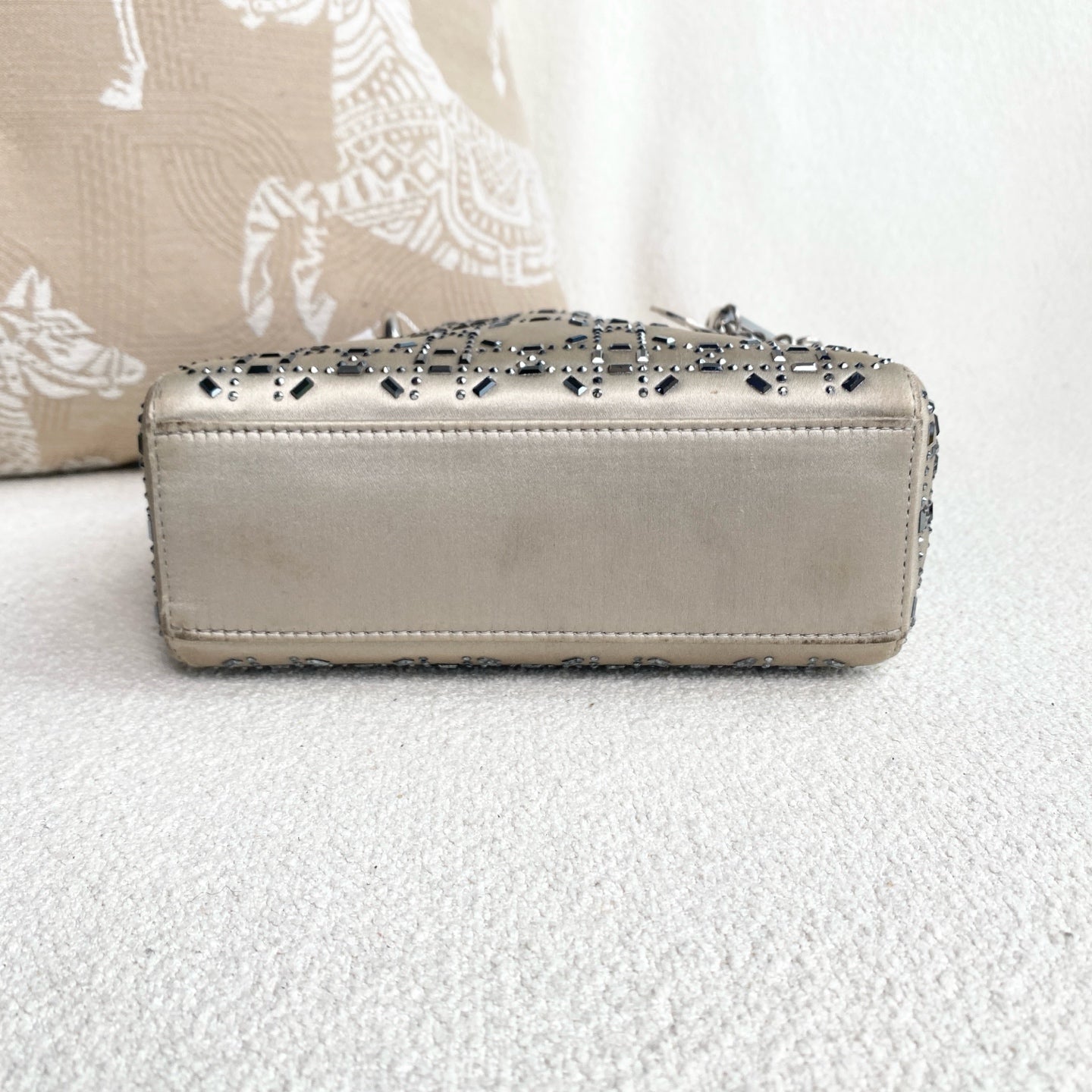 Dior - Lady Dior Mini - Satin with crystal embellishments - Grey - (mini)