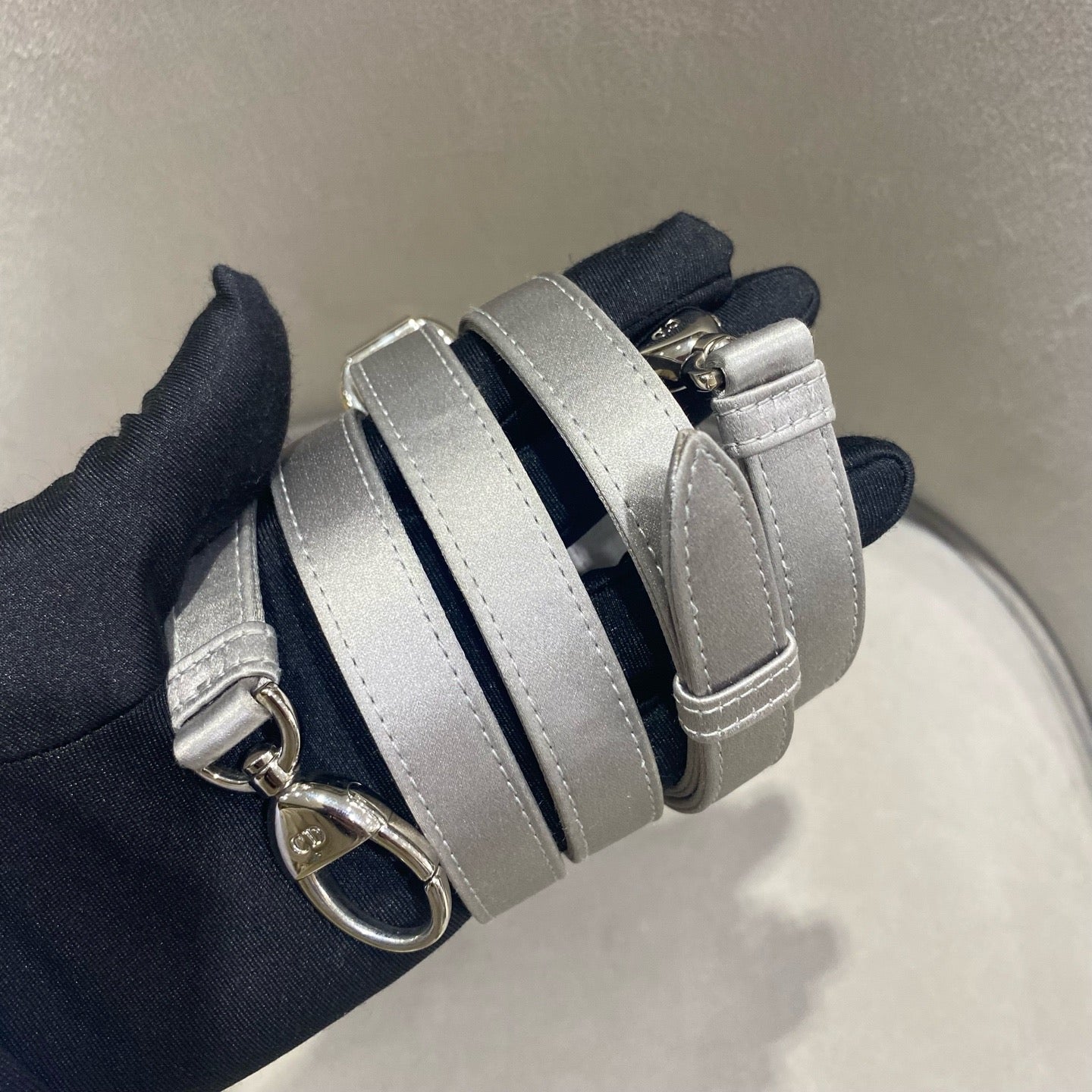 Dior - Lady Dior Mini - Satin with Rhinestone Embellishments - Grey - (mini)