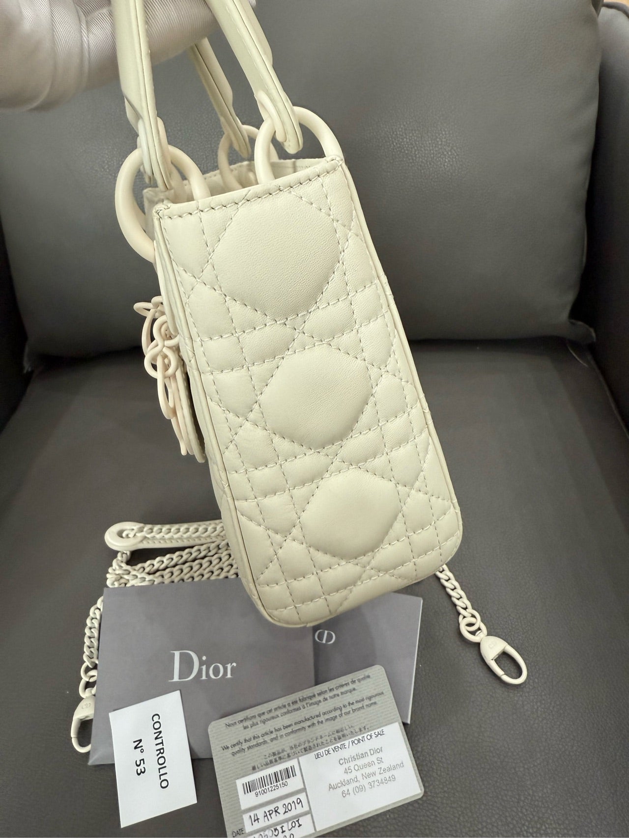 Dior - Lady Dior My ABCDior - Matte lambskin leather - White with White-tone Hardware - (Small)