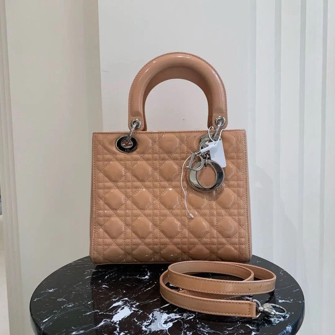 Dior - Lady Dior - Patent leather - Beige - (medium)