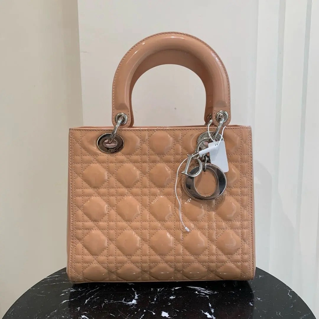 Dior - Lady Dior - Patent leather - Beige - (medium)