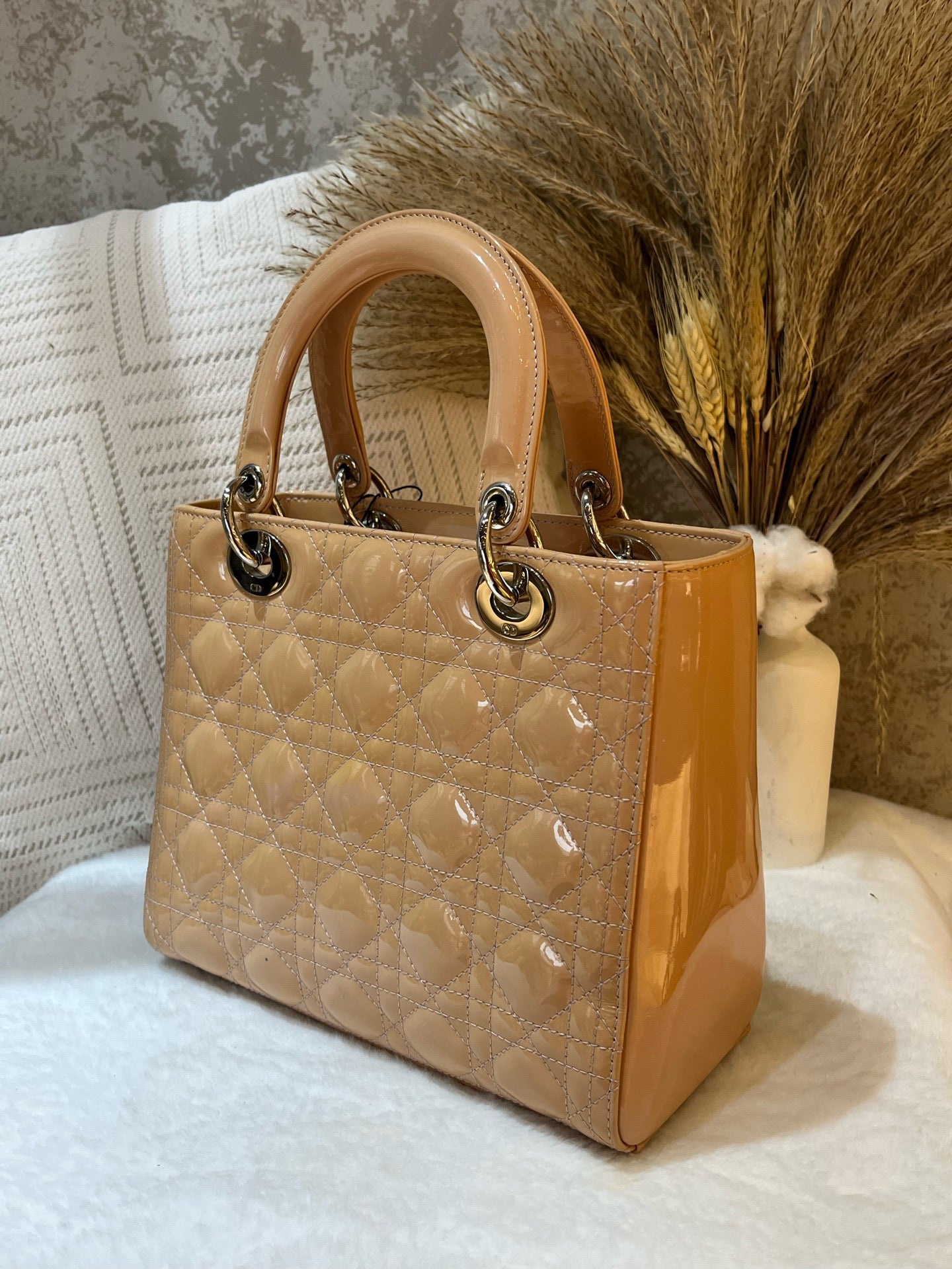 Dior - Lady Dior - Patent leather - Beige - (medium)