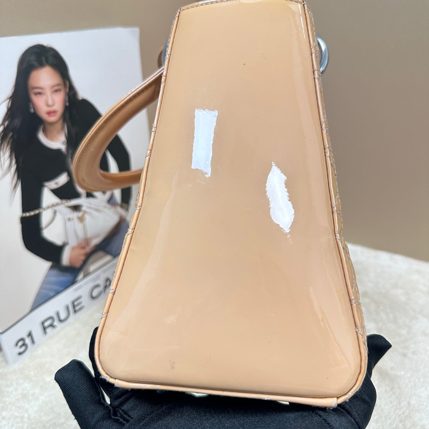 Dior - Lady Dior - Patent leather - Beige - (medium)