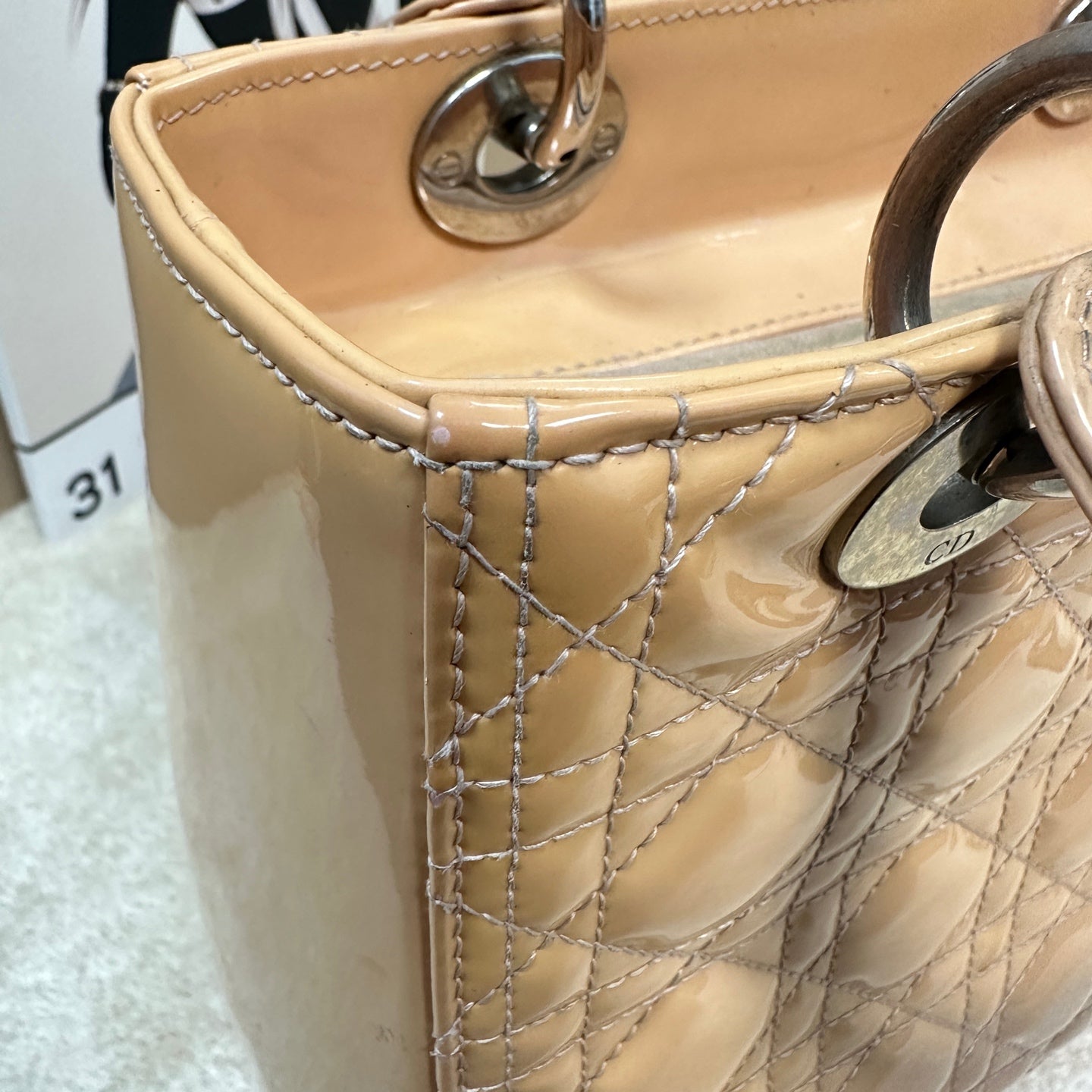 Dior - Lady Dior - Patent leather - Beige - (medium)