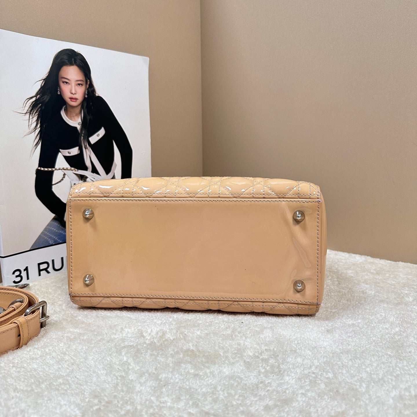 Dior - Lady Dior - Patent leather - Beige - (medium)