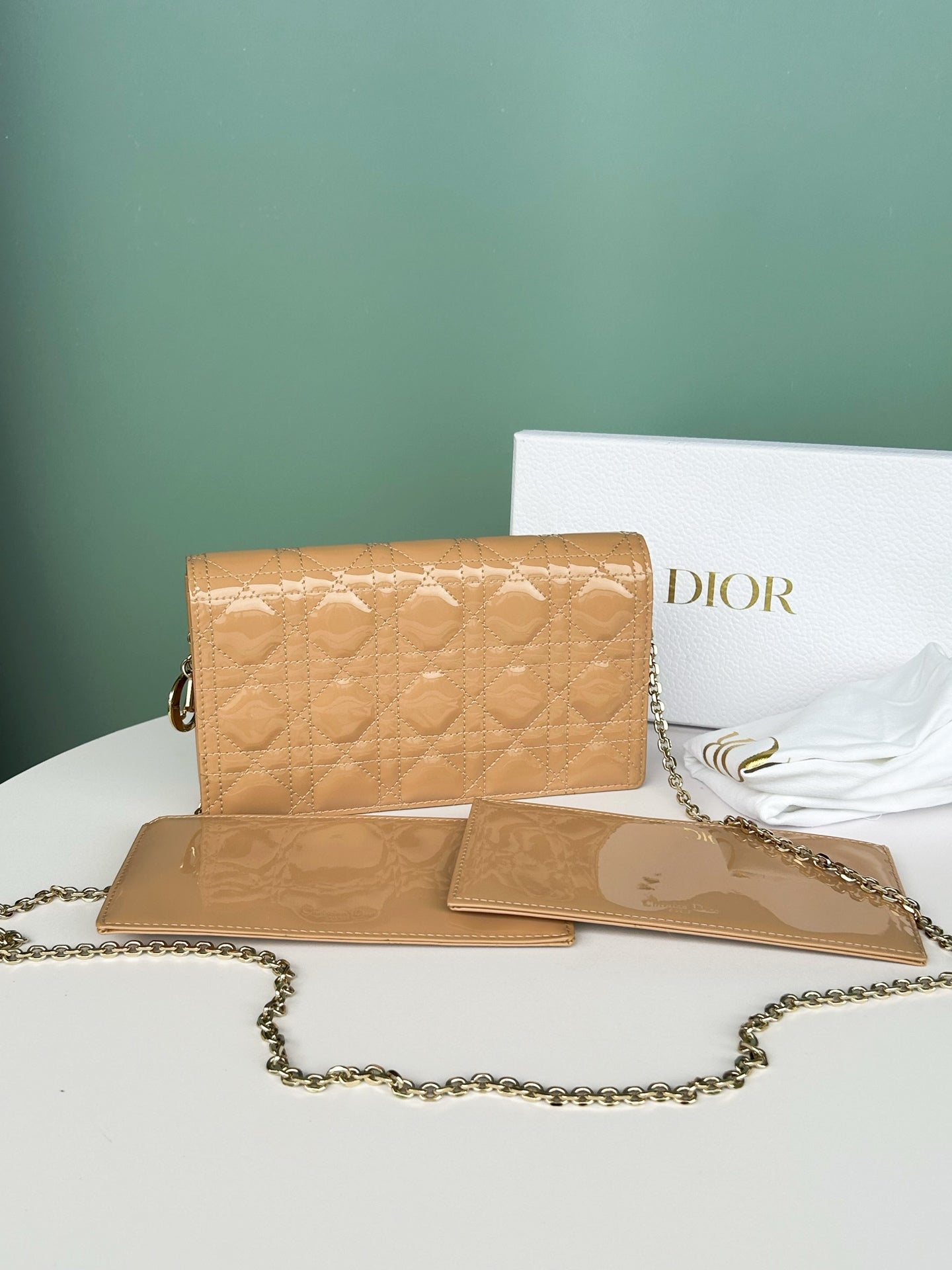 Dior - Lady Dior - Patent leather - Beige - (small)