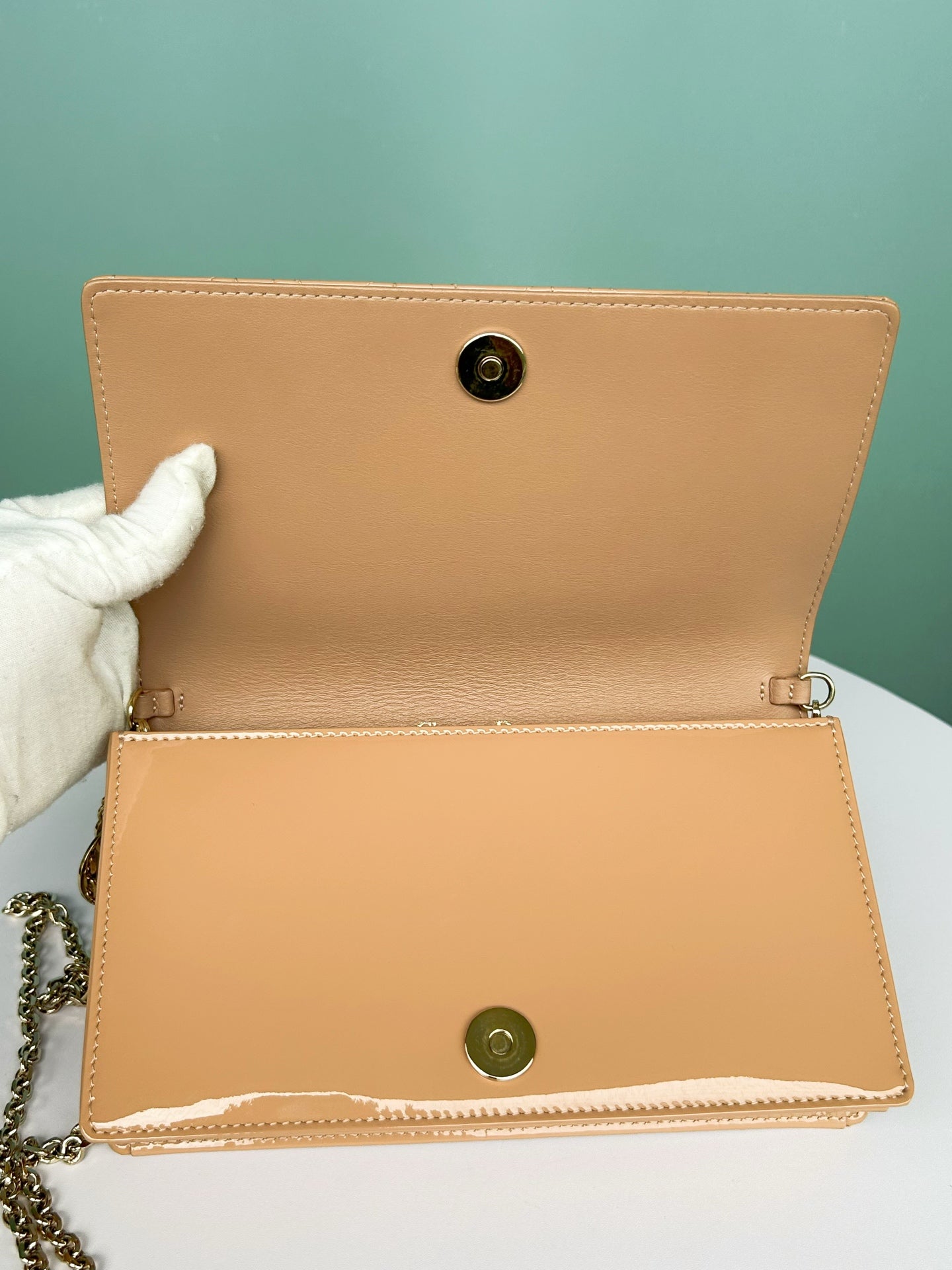Dior - Lady Dior - Patent leather - Beige - (small)
