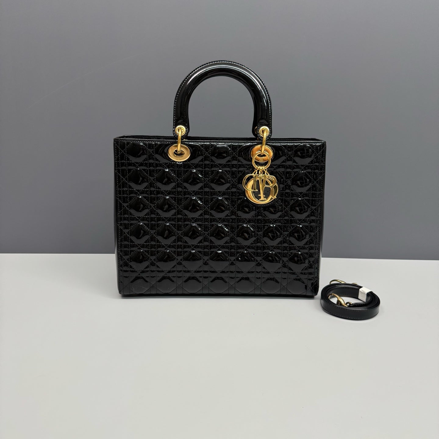 Dior - Lady Dior - Patent leather - Black - (Large)