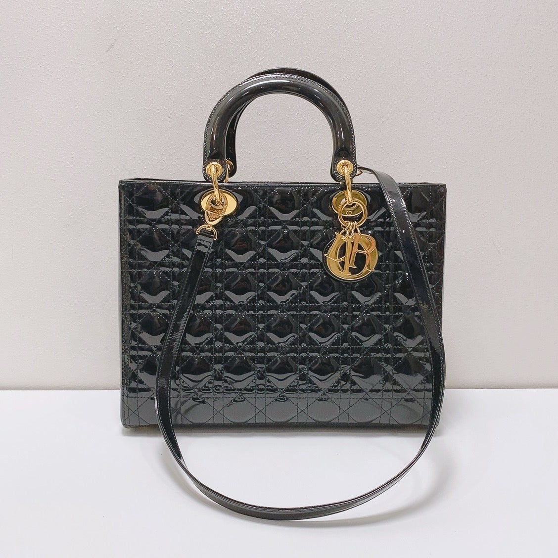 Dior - Lady Dior - Patent leather - Black - (large)