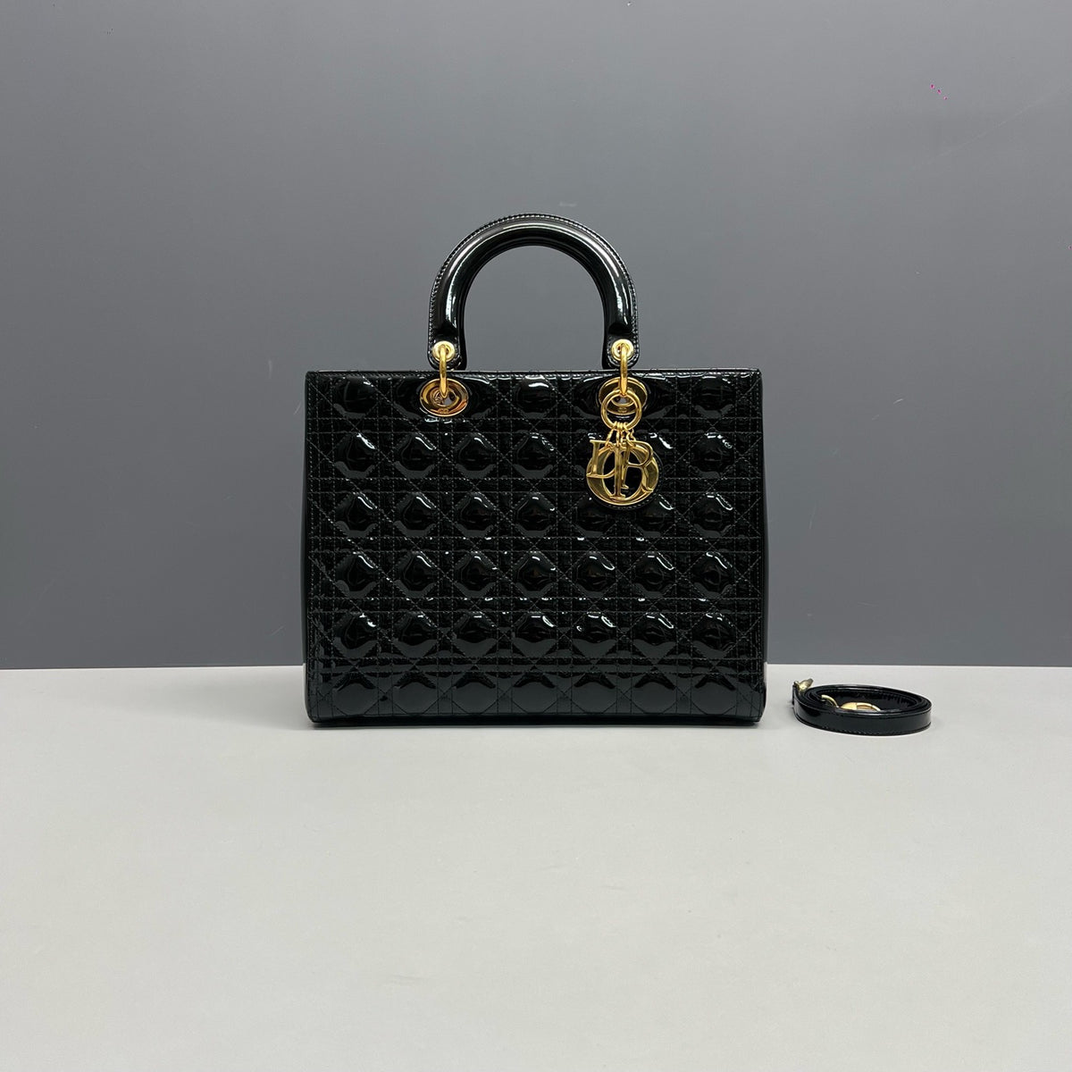 Dior - Lady Dior - Patent leather - Black - (Large)