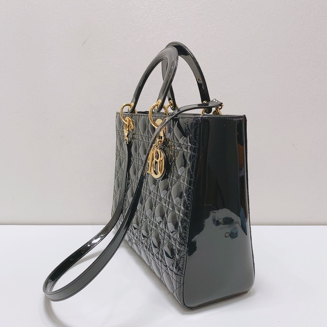 Dior - Lady Dior - Patent leather - Black - (large)