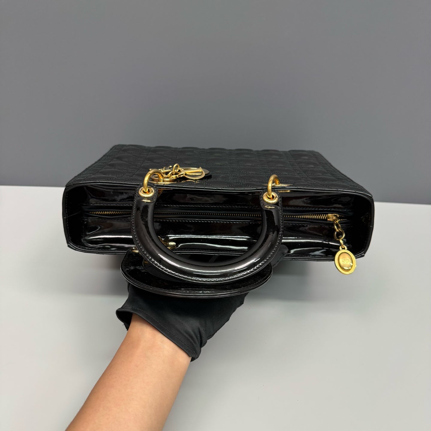 Dior - Lady Dior - Patent leather - Black - (Large)