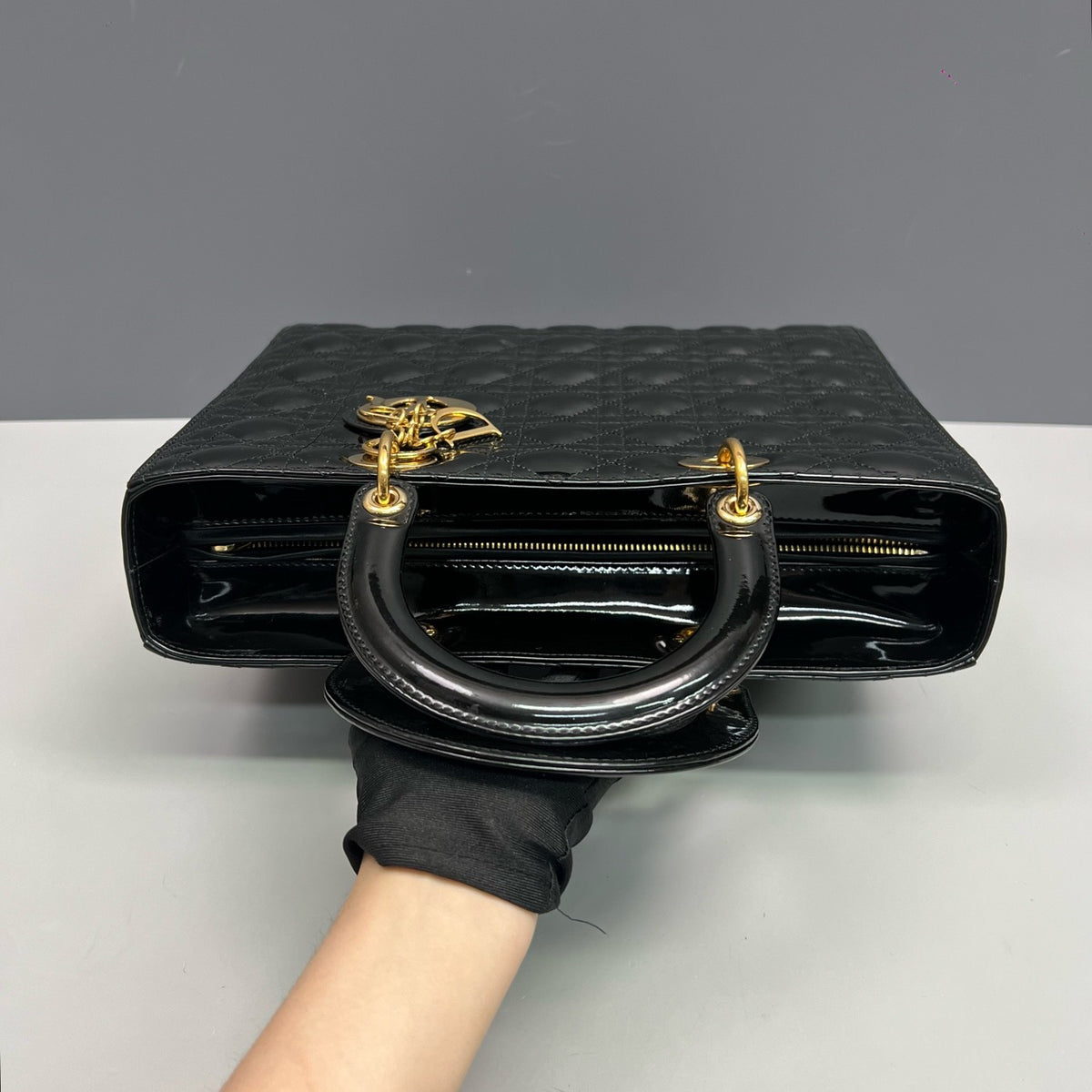 Dior - Lady Dior - Patent leather - Black - (Large)