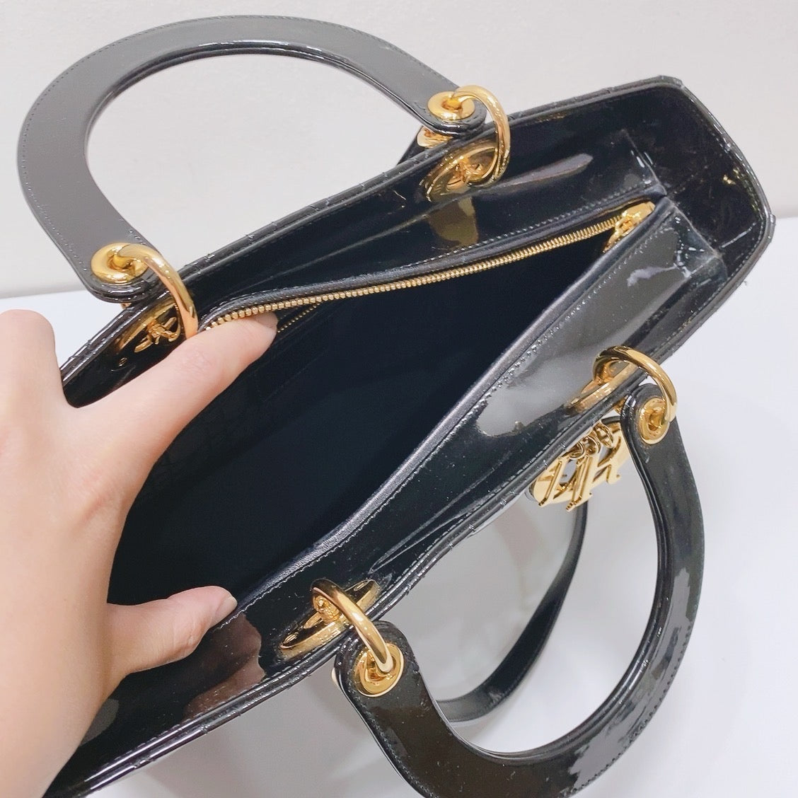 Dior - Lady Dior - Patent leather - Black - (large)