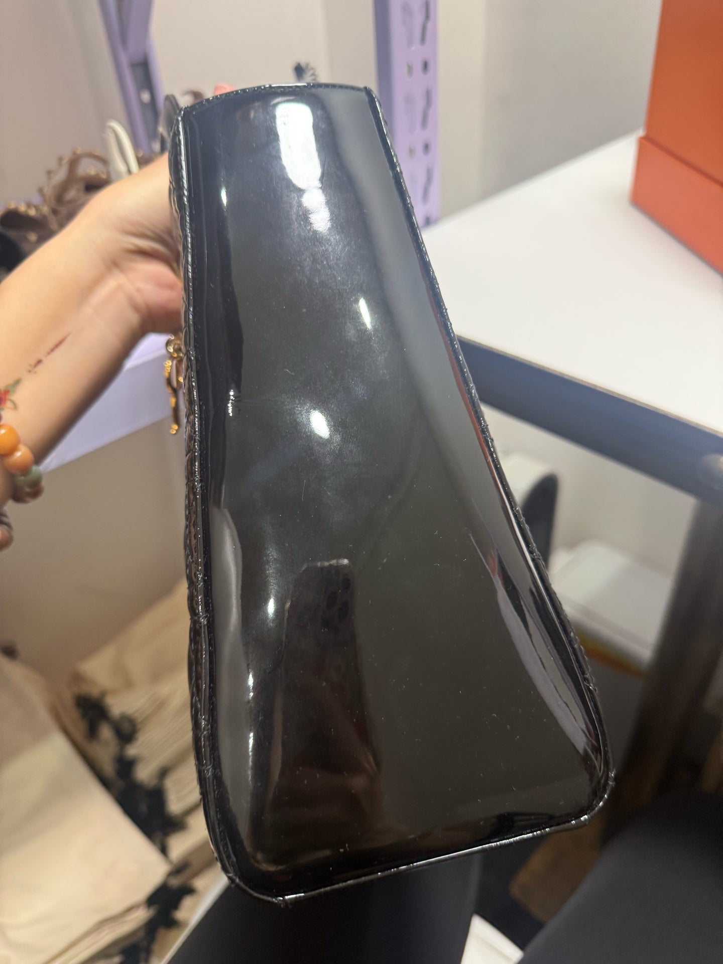 Dior - Lady Dior - Patent leather - Black - (large)