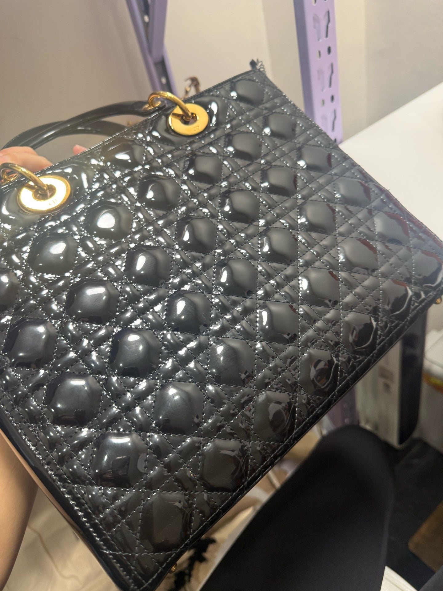 Dior - Lady Dior - Patent leather - Black - (large)
