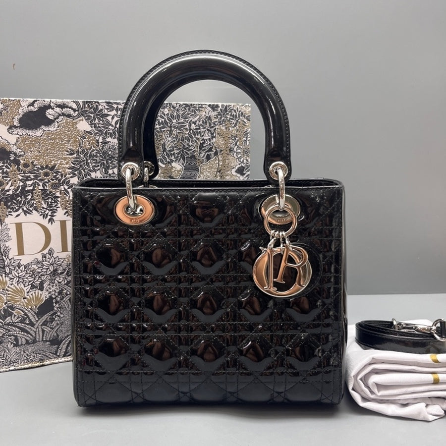 Dior - Lady Dior - Patent leather - Black - (Medium)