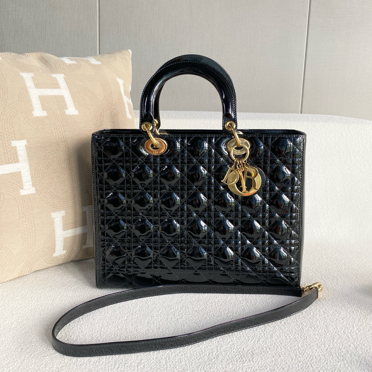 Dior - Lady Dior - Patent leather - Black - (medium)