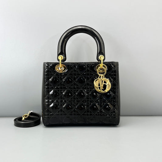 Dior - Lady Dior - Patent leather - Black - (medium)
