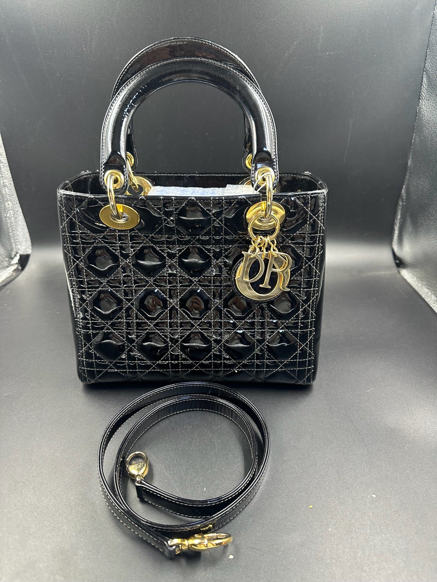 Dior - Lady Dior - Patent leather - Black - (medium)