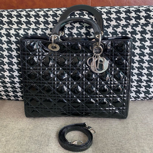 Dior - Lady Dior - Patent leather - Black - (medium)